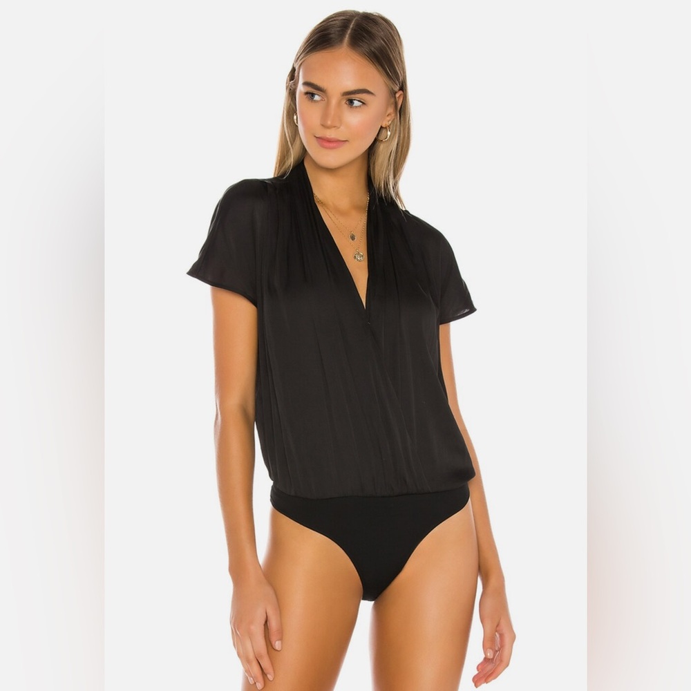 Paige “Dijon” Surplice Short Sleeve Thong Bodysuit | XS